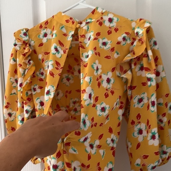 ASOS DESIGN frill neck midi tea dress in yellow floral print open back size‎ 4 - Picture 15 of 15